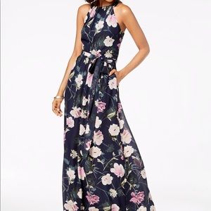 SL Fashions Blue/Pink Floral Dress 6US